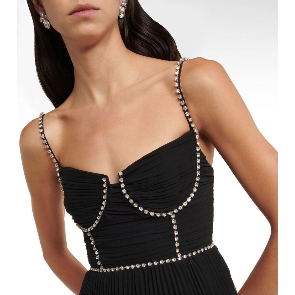 Self-Portrait Bustier Tiered Chiffon Midi-Dress size 8 - Picture 4 of 12